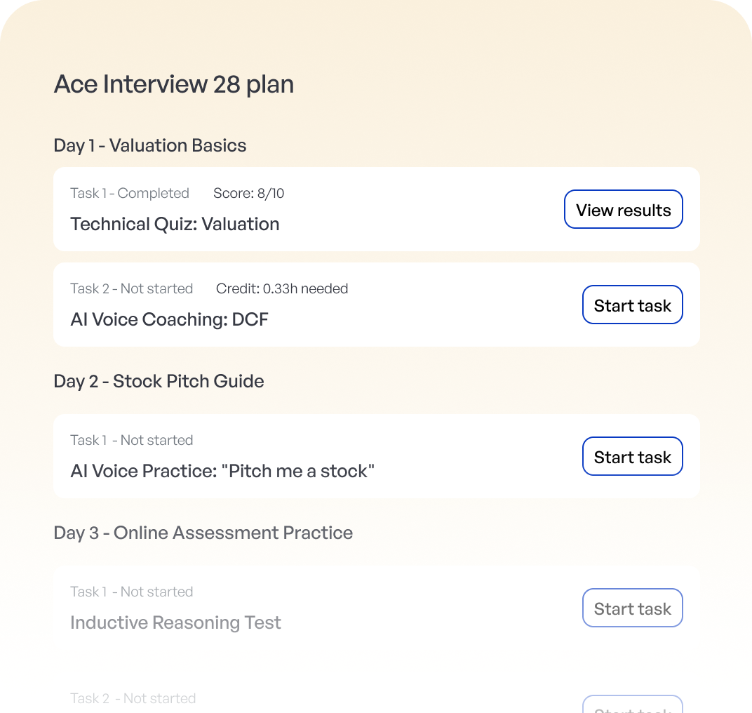 Ace Interview 28 Plan